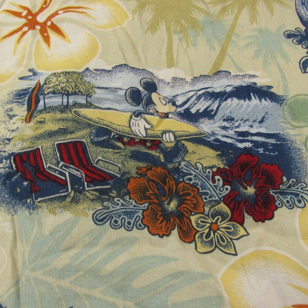 Vintage Walt Disney World Shirt Mens Small Blue Rayon Hawaiian Mickey Mouse 90s - Picture 9 of 11